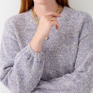 J. Crew Puff-Sleeve Crewneck Sweater in Lilac Ivory